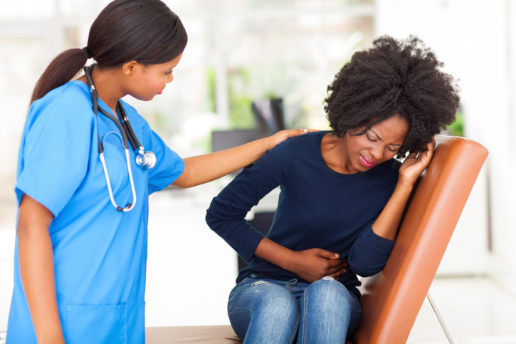 woman with stomach pain