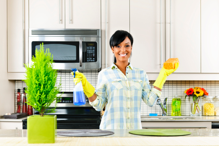 cleaning with gloves