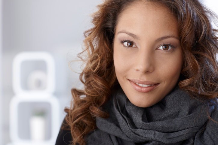 close up woman small smile