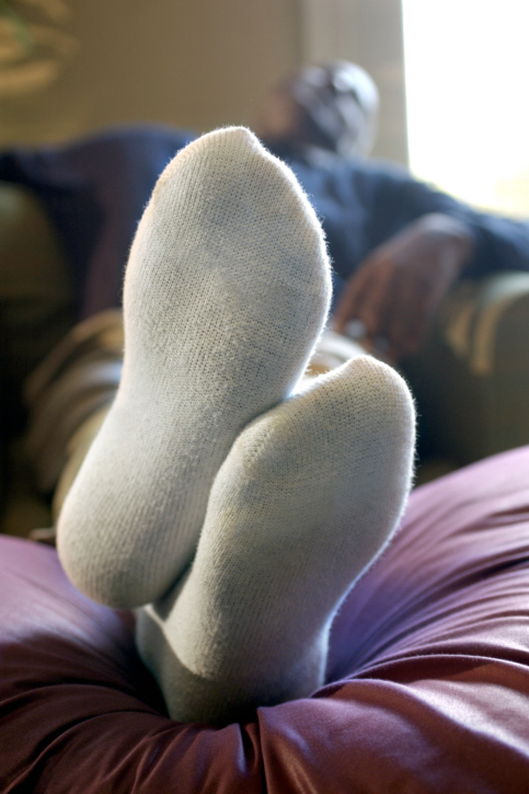 man with feet up