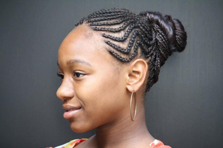 girl with braided bun