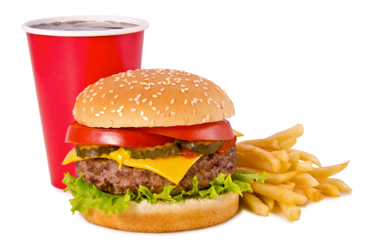 Fast food burger fries soda