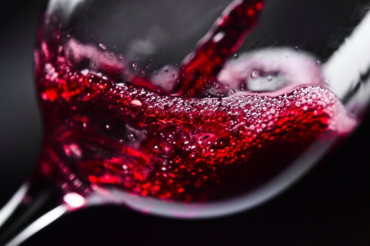 red wine poured in glass