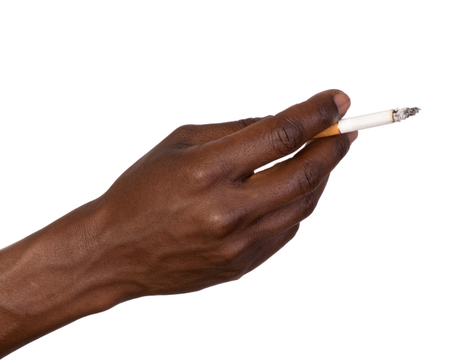 man hand holding cigarette