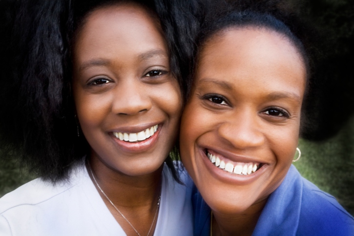 two women smiling