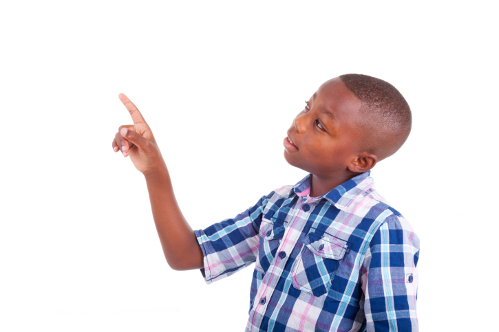 young boy looking up