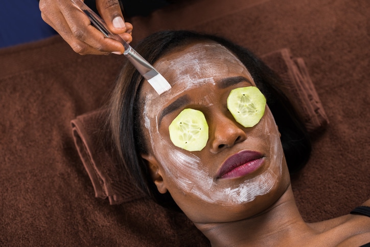 African American woman facial mask