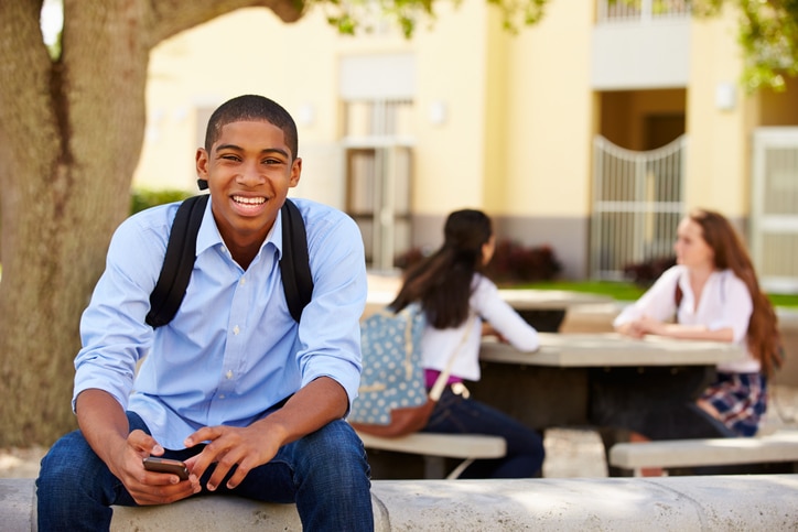 African American male high school student