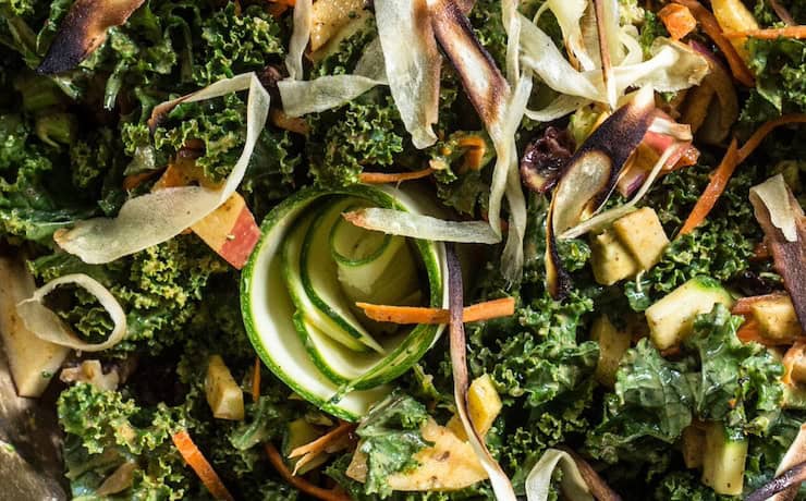 Kale and Zucchini Salad with Roasted Parsnip Chips. 2