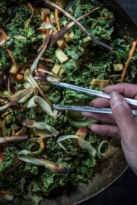Kale and Zucchini Salad with Roasted Parsnip Chips. 2