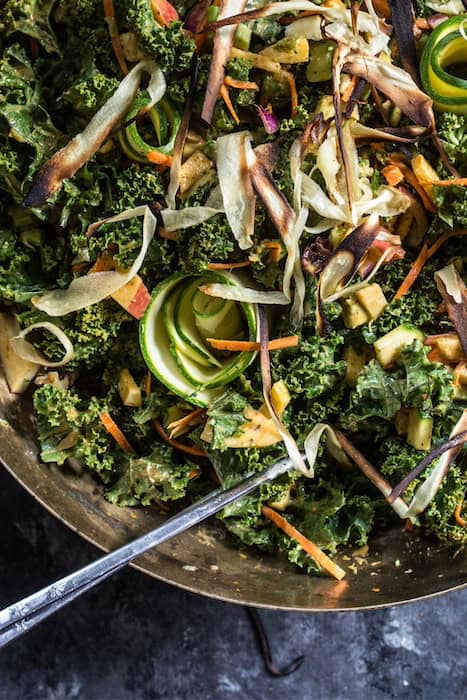 Kale and Zucchini Salad with Roasted Parsnip Chips. 4