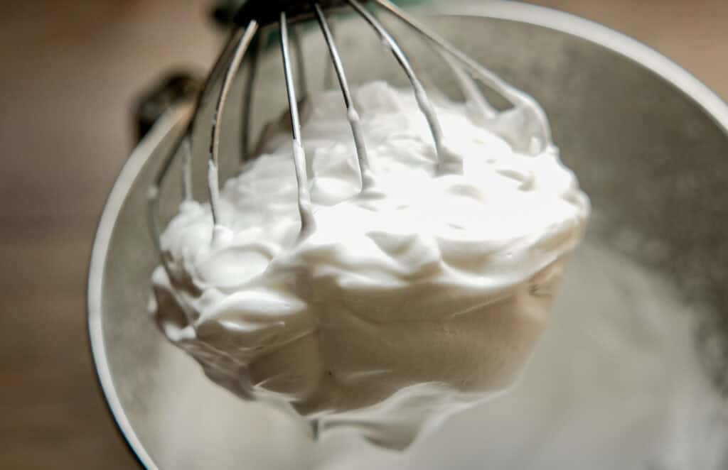 Dreamy Homemade Vegan Tiramisu Recipe (Easy & Delicious) 8 aquafaba whipped to stiff peaks