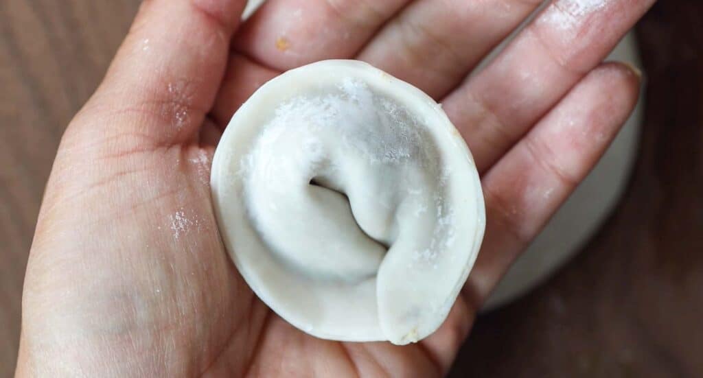 Homemade Vegan Dumplings Recipe - Kimchi Mandu. 21 finished-diaper-dumpling