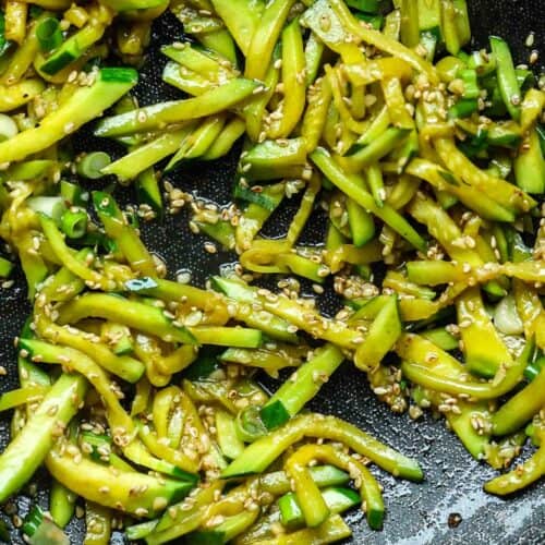 5 Easy Korean Zucchini Recipes (Banchan Side Dishes). 33 finished-korean-zucchini-banchan-cooking-in-pan