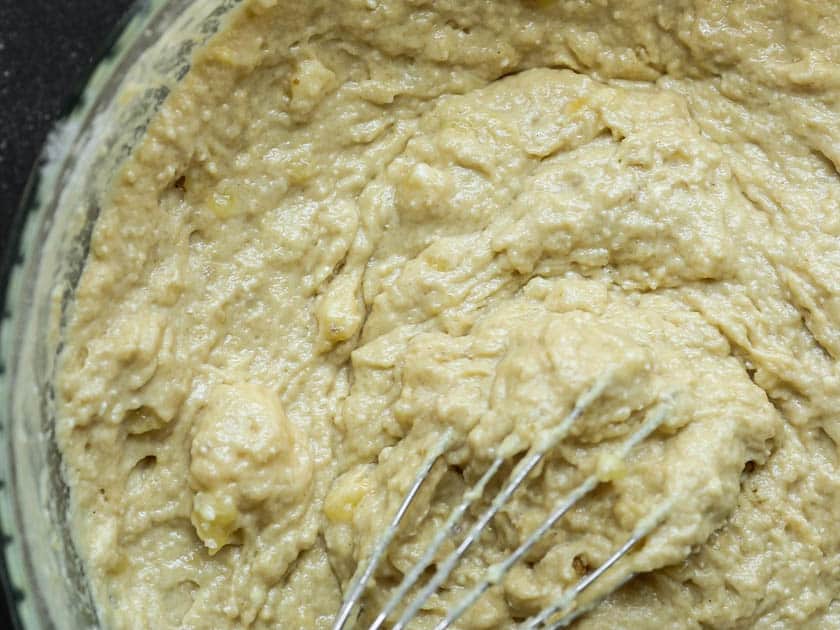 The BEST and FULLY VETTED Vegan Banana Bread Recipe. 10 bowl-of-batter-for-vegan-banana-bread