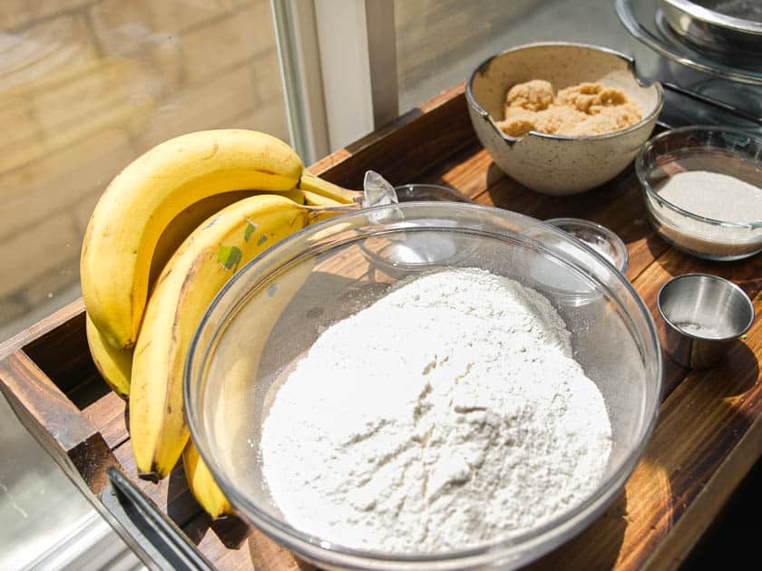 The BEST and FULLY VETTED Vegan Banana Bread Recipe. 3 ingredients-for-vegan-banana-bread