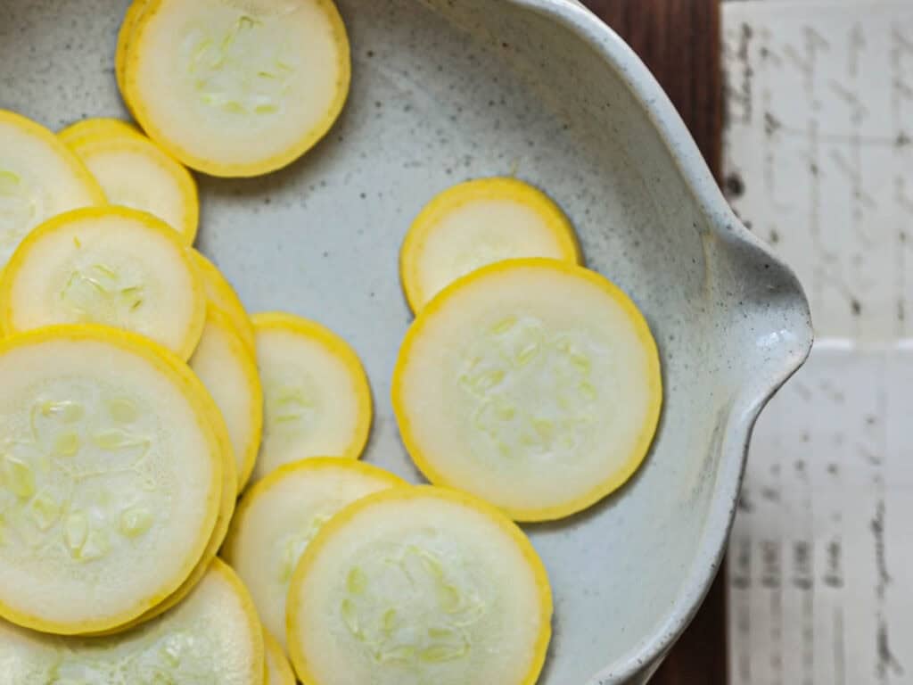 30-Minute Easy Cream Cheese Zucchini Tart (Vegan). 5 close-up-shot-of-yellow-squash-rounds