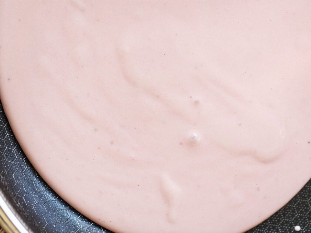Perfect Cream Cheese & Strawberry Pink Mochi Recipe. 10 pink-mochi-batter-in-pan