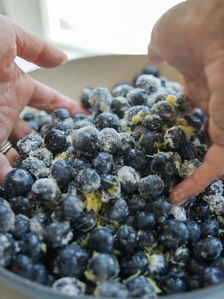 Easy Vegan Blueberry Cobbler (Gluten-Free Option!) 9 tossing-blueberries-with-zest-flour-and-sugar