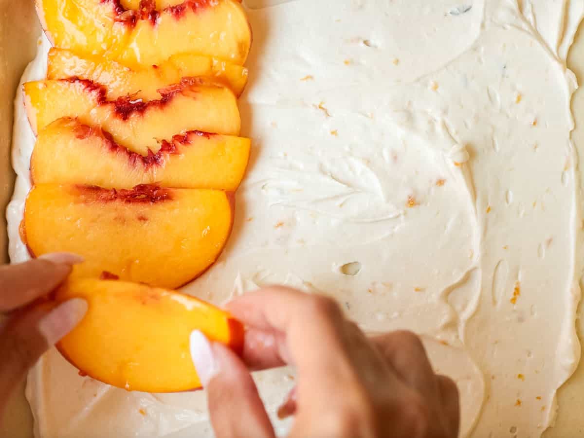 6-Ingredient Easy Cream Cheese Peach Galette Recipe. 15 arranging-peaches-onto-peach-galette