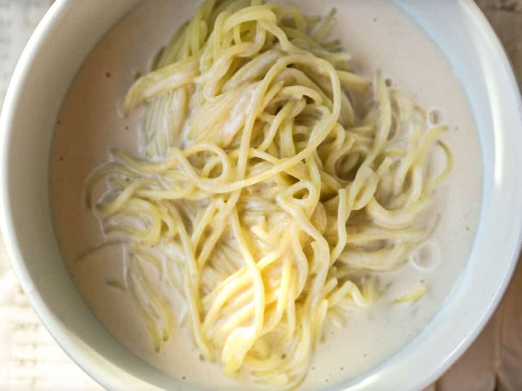 Easy and Authentic Cold Kong Guksu Recipe (Vegan). 16 bowl-of-noodles-in-soy-milk