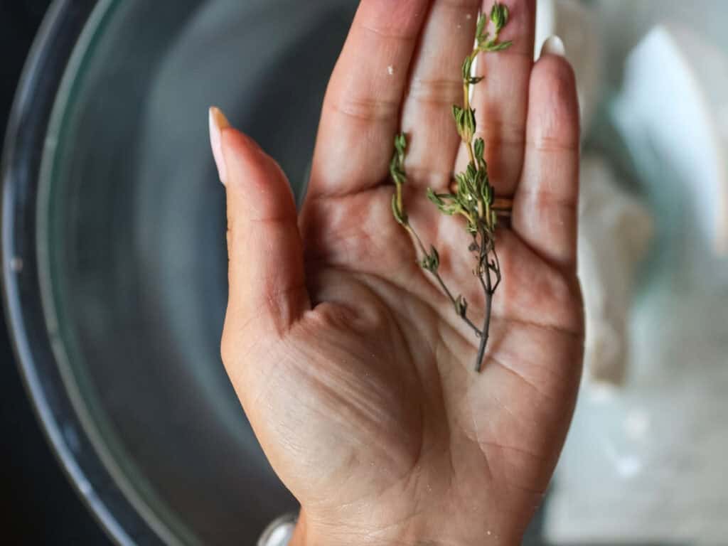 6-Ingredient Easy Cream Cheese Peach Galette Recipe. 6 fresh-sprig-of-thyme