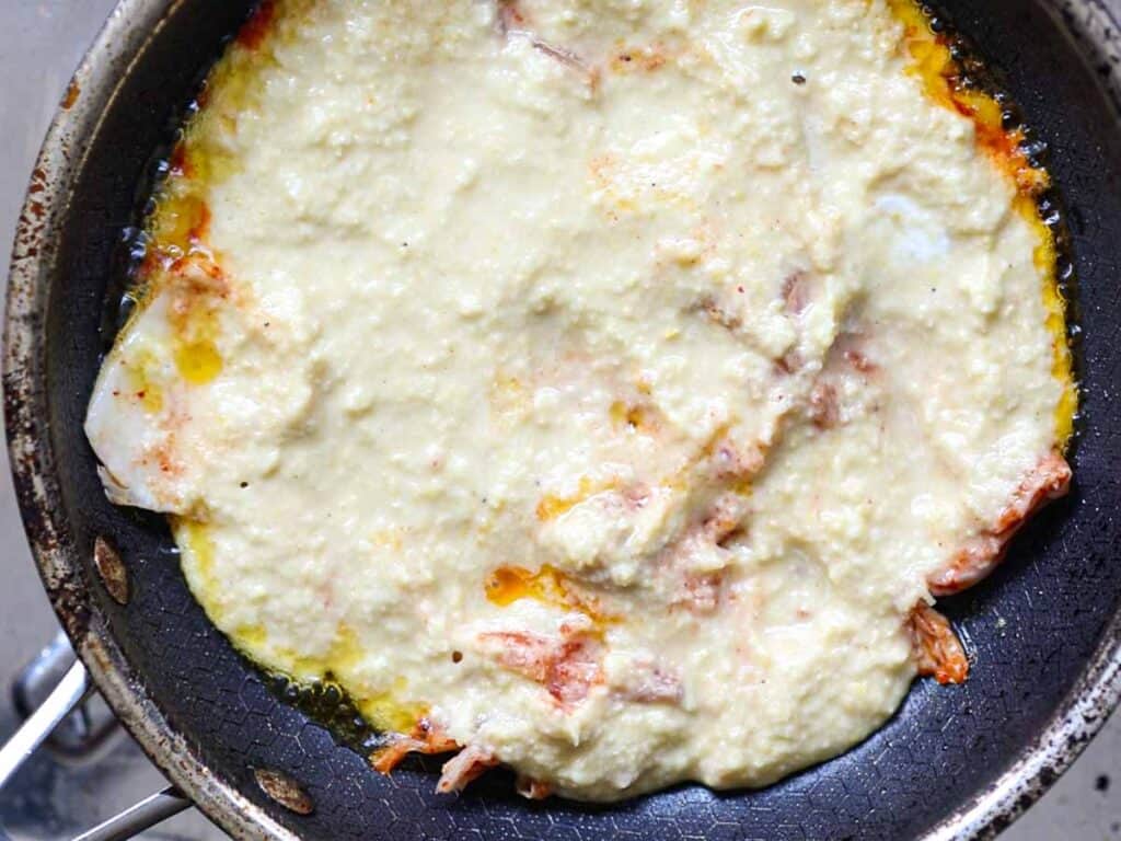 Stunning Vegan Bindaetteok: Korean Mung Bean Pancakes. 10 bindaetteok-batter-cooking-on-pan