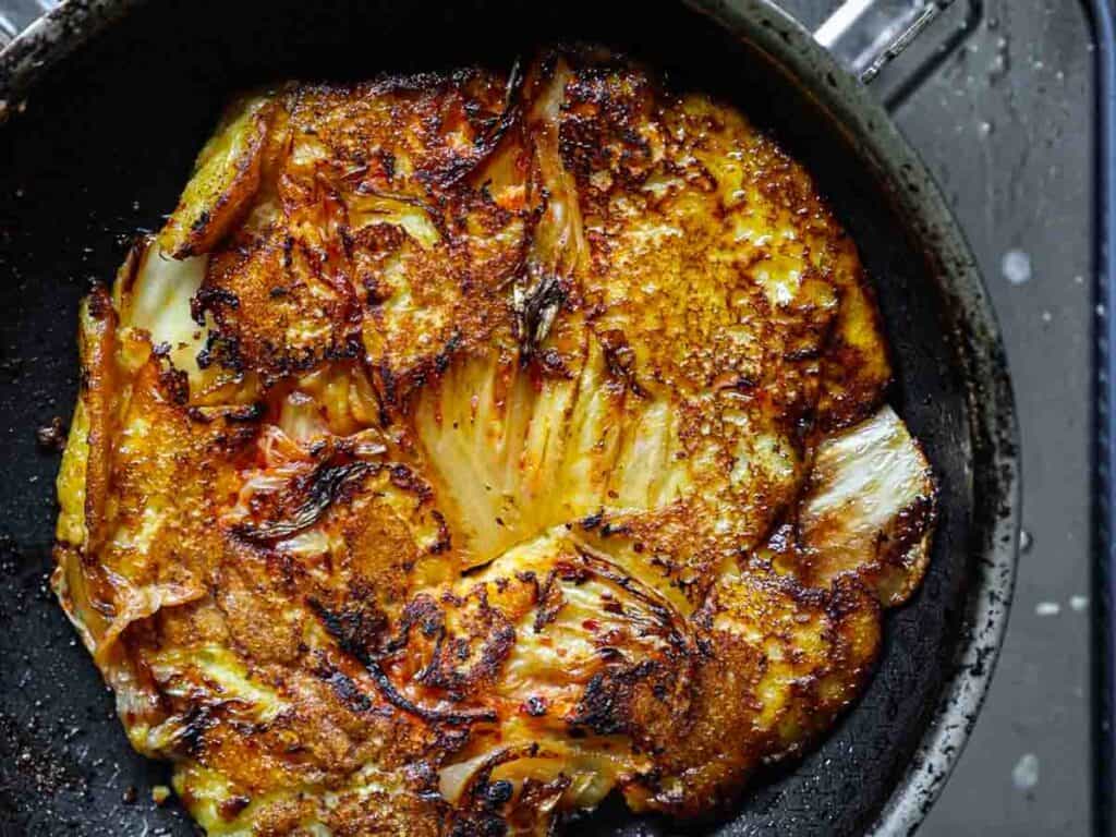 Stunning Vegan Bindaetteok: Korean Mung Bean Pancakes. 2 cooked-bindaetteok-with-kimchi