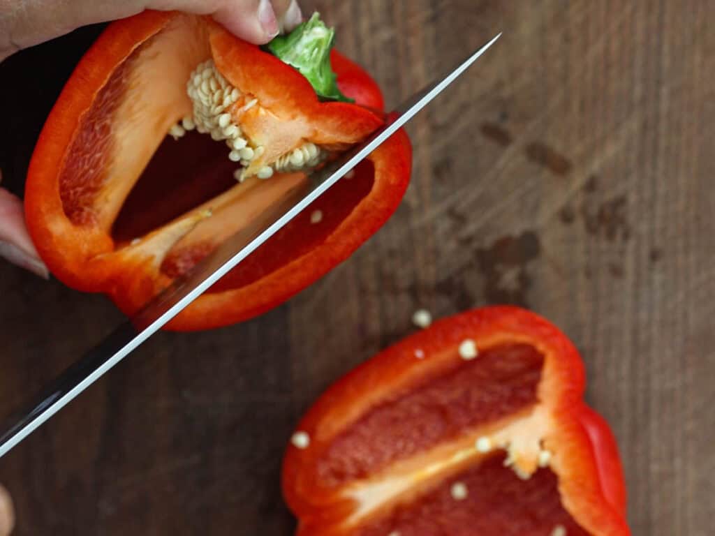 My Mom's Easy and Authentic Korean BBQ Sauce Recipe. 7 cutting-red-bell-pepper