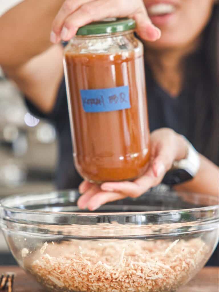 Easy Hi-Protein Vegan Lunch Meat: Korean BBQ Sandwich. 5 jar-of-homemade-korean-bbq-sauce
