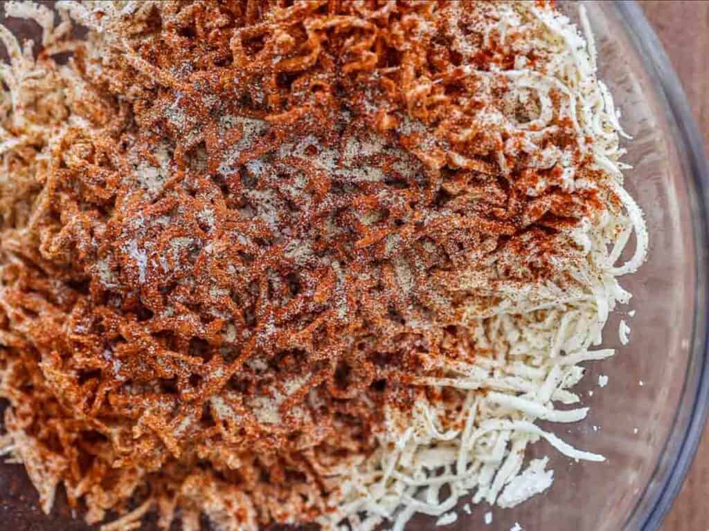 Easy Hi-Protein Vegan Lunch Meat: Korean BBQ Sandwich. 11 shredded-tofu-with-paprika-garlic-powder-cayenne-and-msg