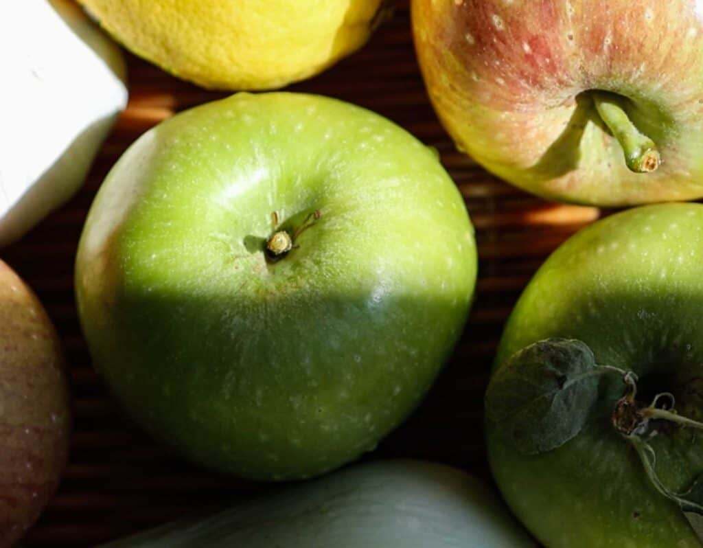 The BEST Apple Cheddar Vegan Grilled Cheese Sandwich. 7 close up of apples