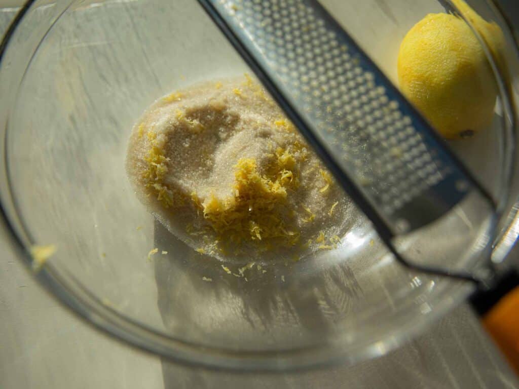 30-Minute Fluffy and Delicious Vegan Lemon Ricotta Pancakes. 4 zesting lemon into sugar