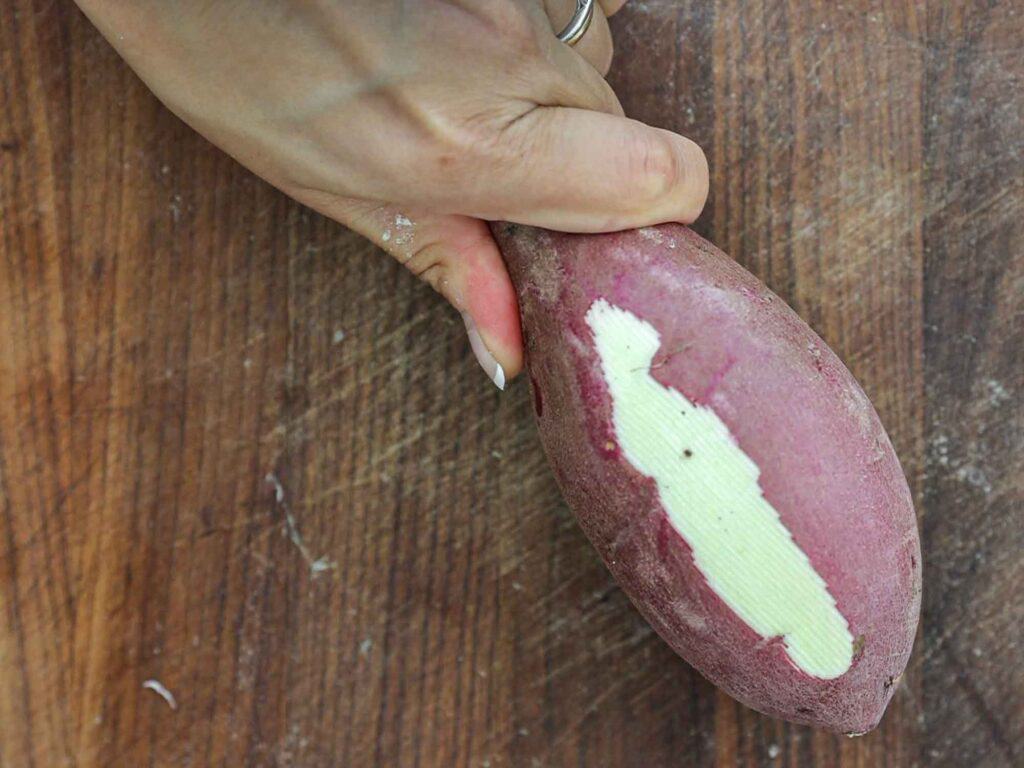 6-Ingredient Delicious Candied Korean Sweet Potatoes or Matang. 4 peeling korean sweet potato