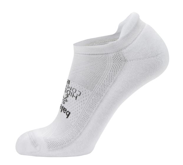 The Korean Vegan's 2025 VEGAN Holiday Gift GUIDE. 36 A white ankle sock with a gray logo and text on the side, featuring a mesh-like texture and elastic opening.