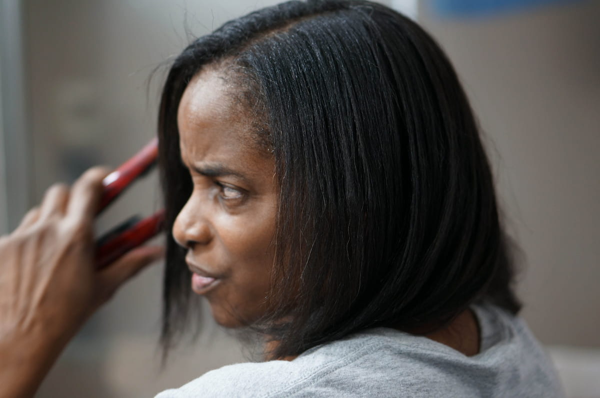 heat-trained, heat-damaged, damaged hair