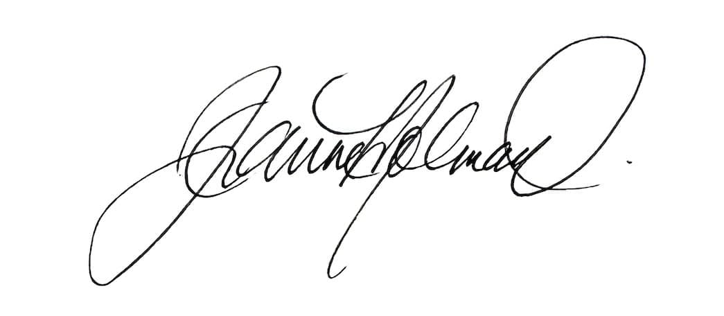 The Korean Vegan: HomeMade 6 Joanne's cursive and elaborate signature in rich black ink graces a homemade white background.