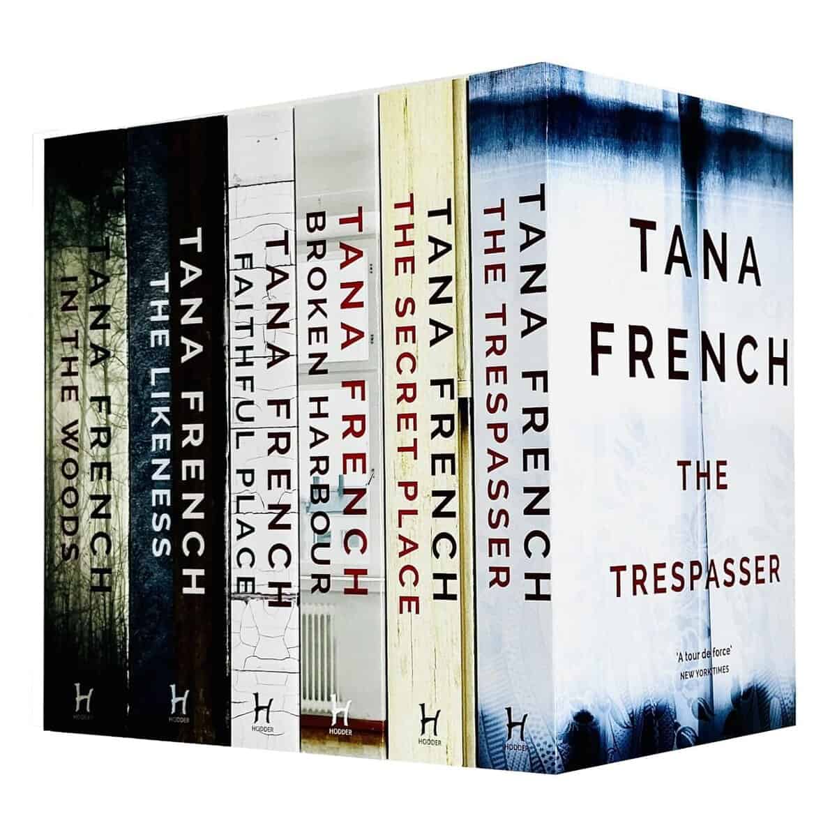The Korean Vegan's 2025 VEGAN Holiday Gift GUIDE. 52 A box set of six Tana French novels, with spines and covers visible—featured in our 2025 Gift Guide for book lovers. Includes In the Woods, The Likeness, Faithful Place, Broken Harbour, The Secret Place, and The Trespasser.