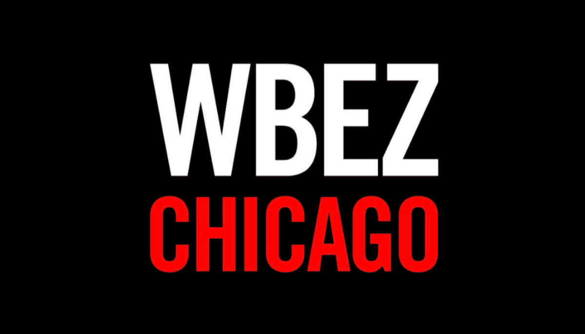 The Korean Vegan's 2025 VEGAN Holiday Gift GUIDE. 60 The image shows the text WBEZ in bold white letters above CHICAGO in bold red letters on a black background, perfect for featuring stories like a vegan holiday gift guide.